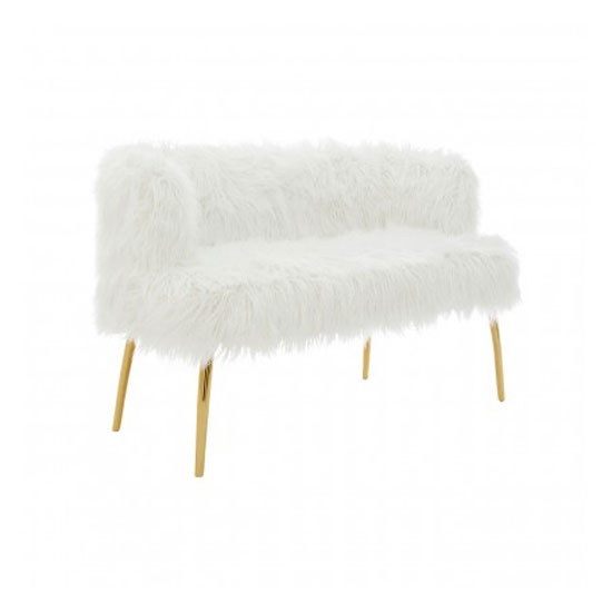 Clemency 2 Seater Natural Fur Effect Sofa In White_2