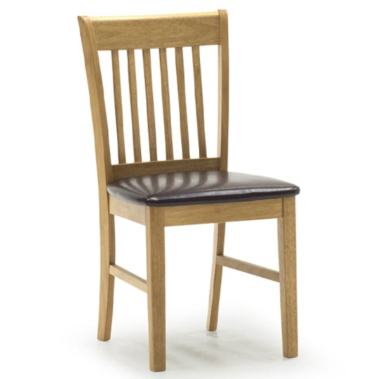 Photo of Clemson wooden dining chair with leather seat in natural