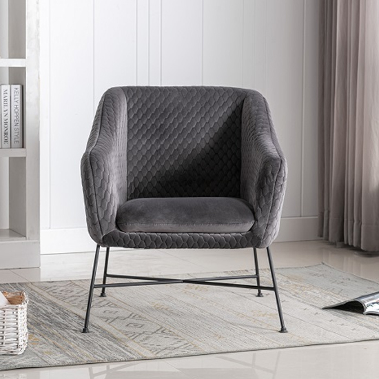 Cleo Fabric Accent Chair In Cinder With Black Metal Legs_2