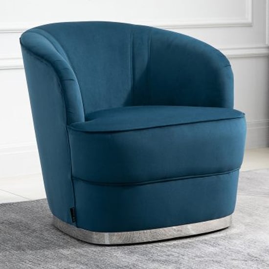Cleo Fabric Upholstered Accent Chair In Midnight Blue FiF