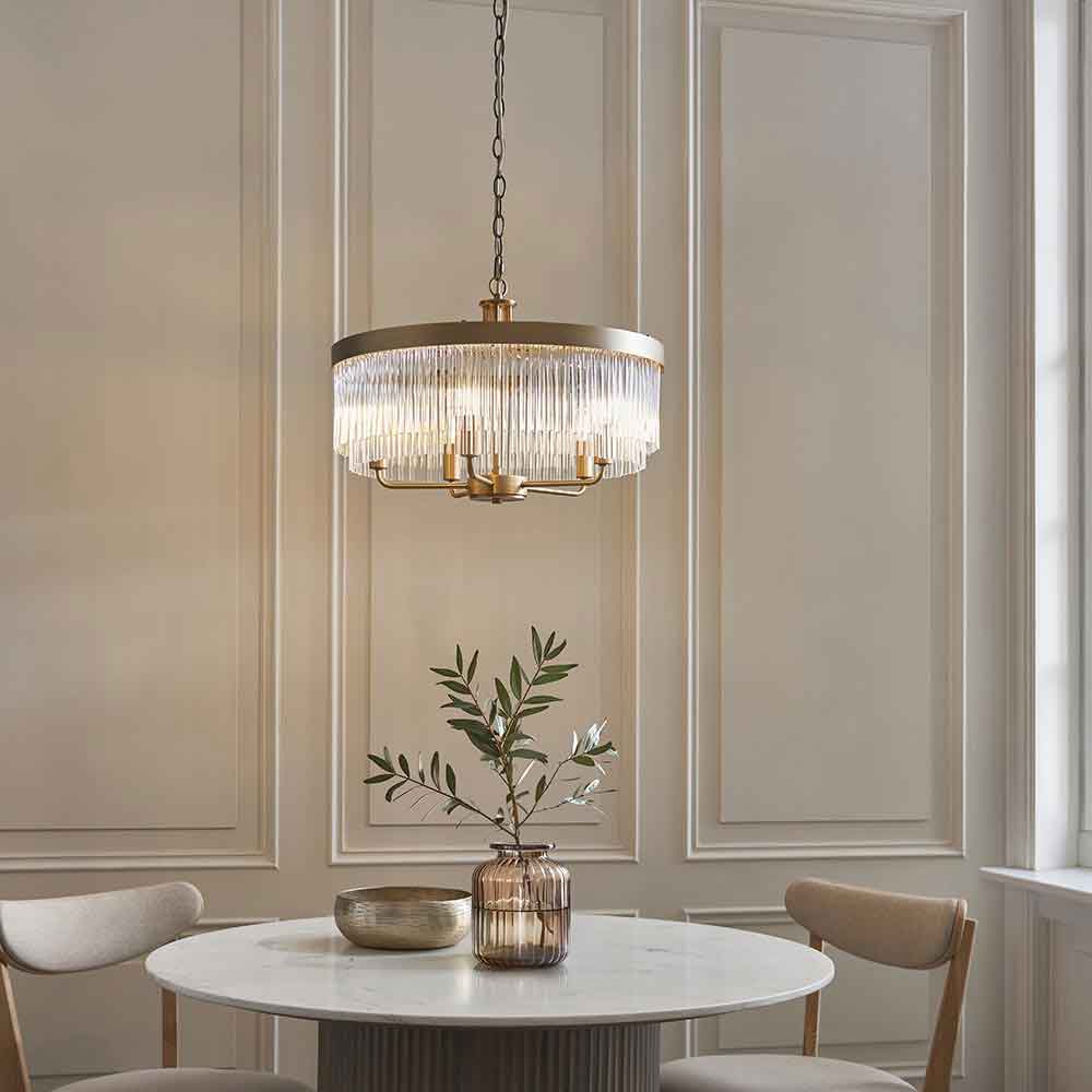 Clermont Metal 5 Ceiling Pendant Light in Antique Brass