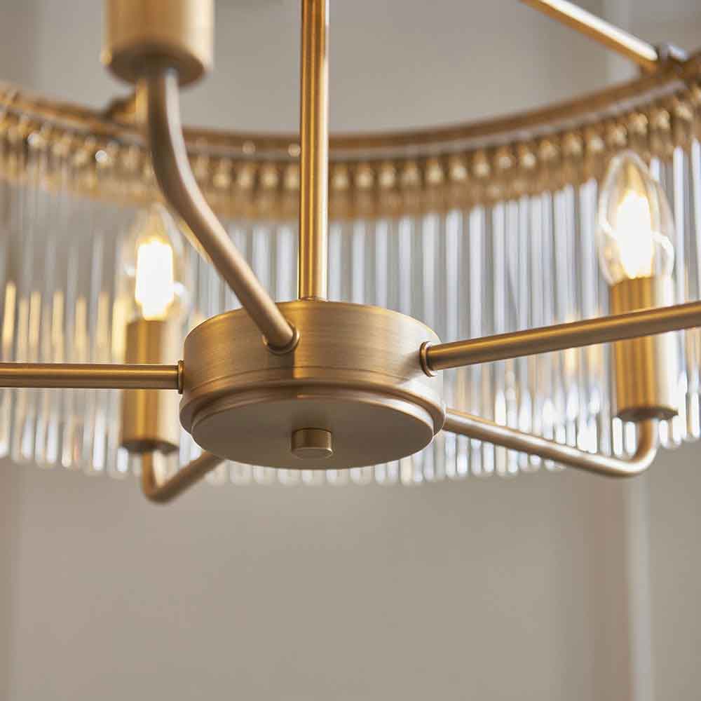 Clermont Metal 5 Ceiling Pendant Light in Antique Brass