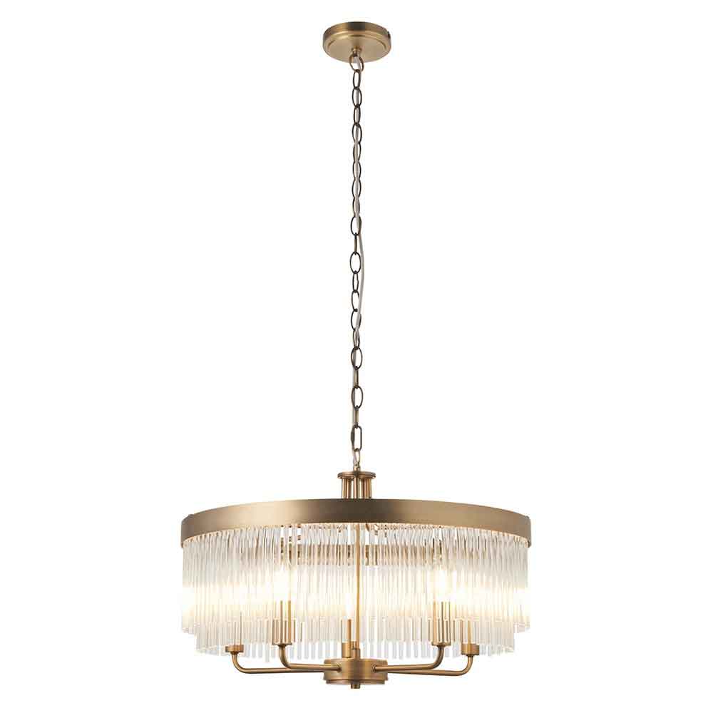 Clermont Metal 5 Ceiling Pendant Light in Antique Brass