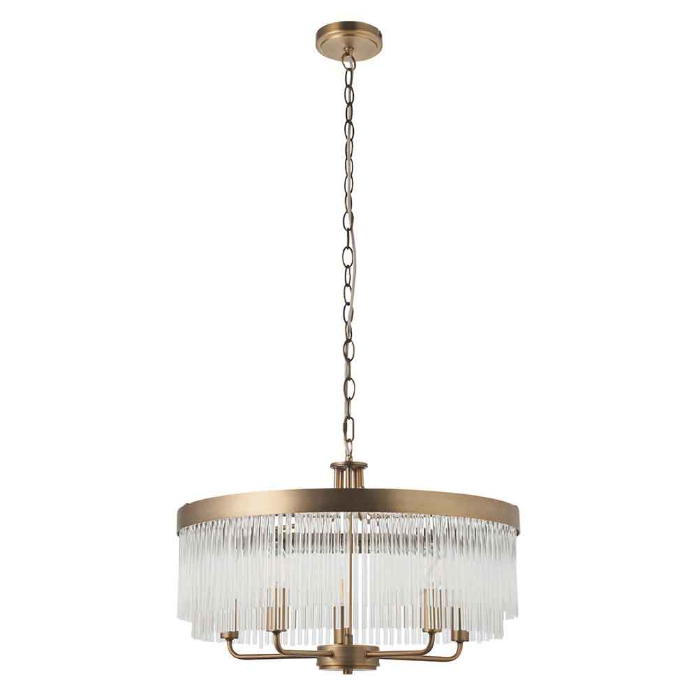 Clermont Metal 5 Ceiling Pendant Light in Antique Brass