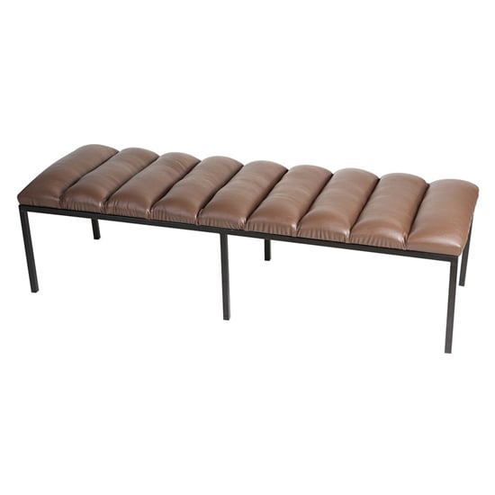 Product photograph of Clestine Faux Leather Dining Bench In Brown from Furniture in Fashion