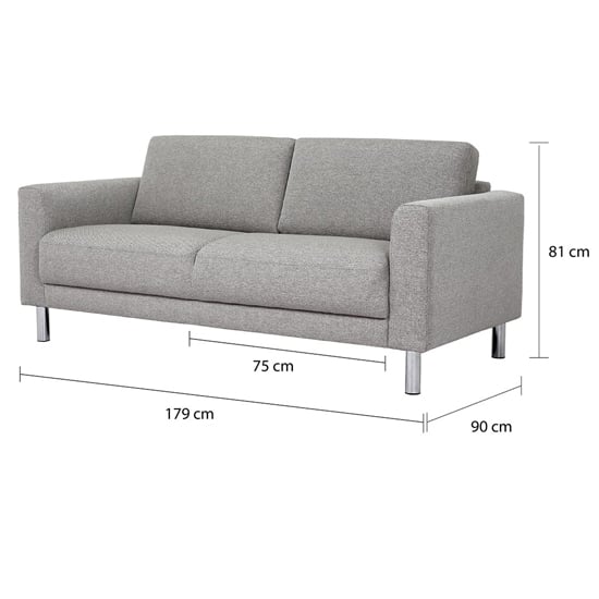 Clesto Fabric Upholstered 2 Seater Sofa In Light Grey_4