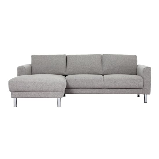 Clesto Fabric Upholstered Left Handed Corner Sofa In Light Grey_1