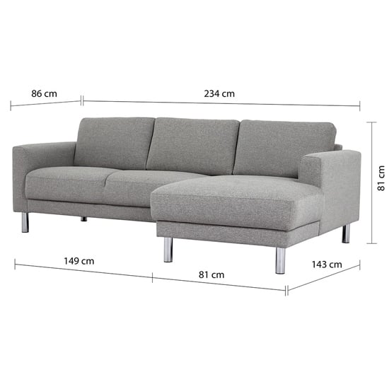 Clesto Fabric Upholstered Right Handed Corner Sofa In Light Grey_4