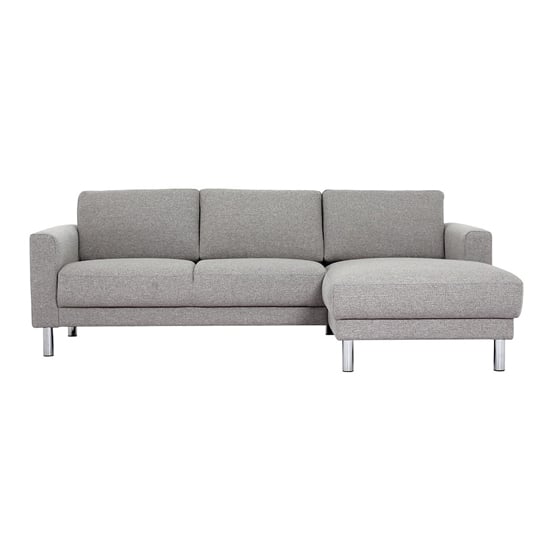 Clesto Fabric Upholstered Right Handed Corner Sofa In Light Grey_1