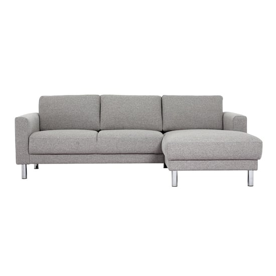 Photo of Clesto fabric upholstered right handed corner sofa in light grey