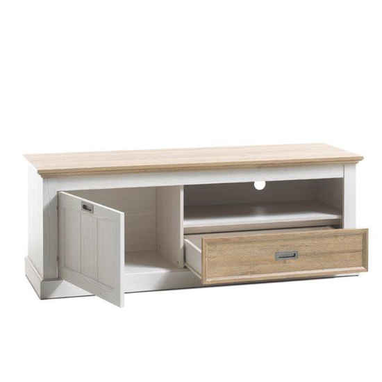 Cleveland Wooden TV Stand In White And Wild Oak ...