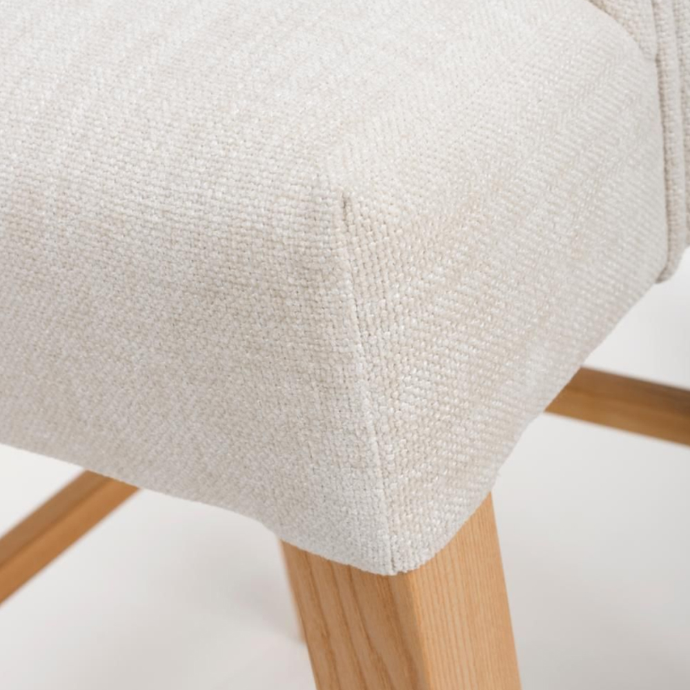 Clifton Linen Fabric Bar Chairs With Oak Legs In Pair