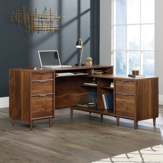 Photo of Clifton place l-shaped computer desk in grand walnut