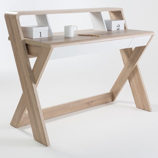 Read more about Aveley wooden computer desk in light oak with central drawer