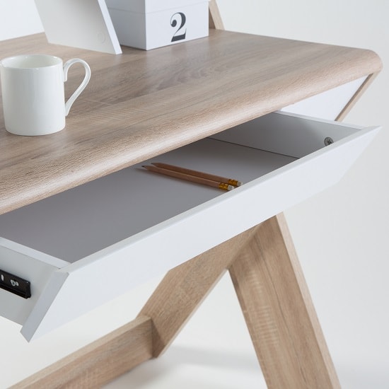 Clifton Wooden Computer Desk In Light Oak With Central
