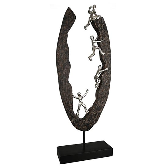Read more about Climbing aluminium design sculpture in antique silver and black