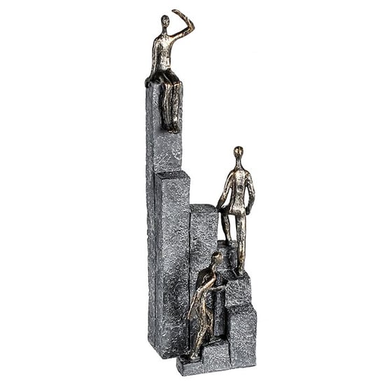 Read more about Climbing poly design sculpture in antique bronze and grey