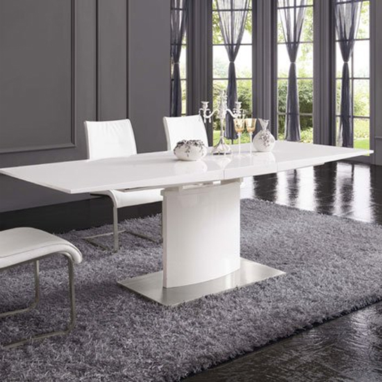 Clintock Extending High Gloss Dining Table In White
