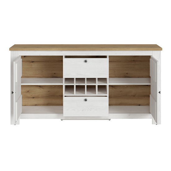 Clinton Wooden Sideboard With Wine Rack In White And Oak