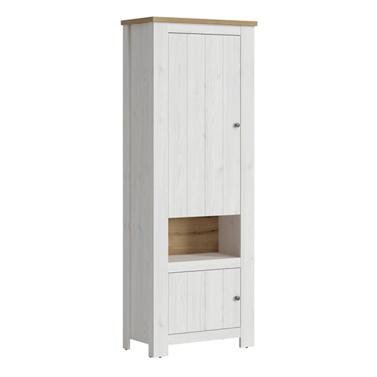Product photograph of Clinton Wooden Storage Cabinet With 2 Doors In White And Oak from Furniture in Fashion