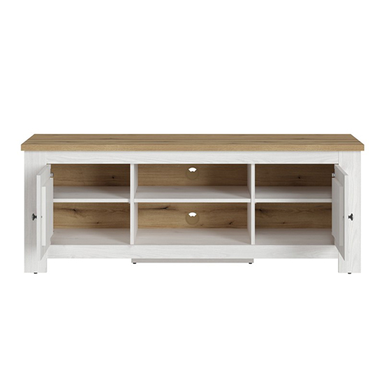 Clinton Wooden TV Stand With 2 Doors In White And Oak