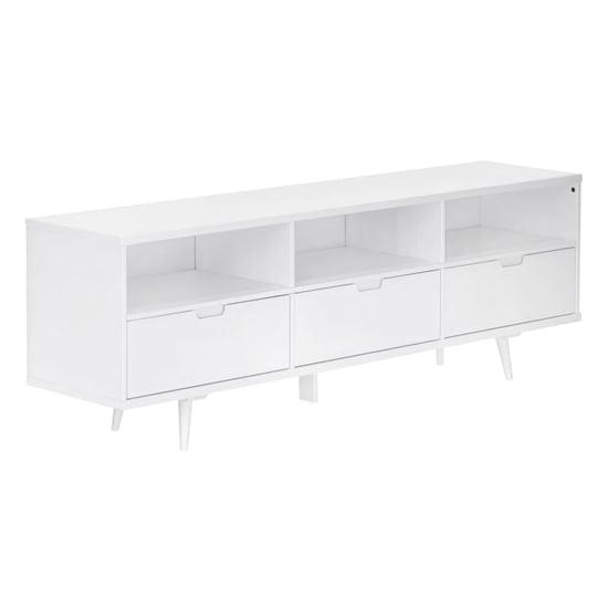 Product photograph of Clinton Wooden Tv Stand With 3 Drawers In White from Furniture in Fashion