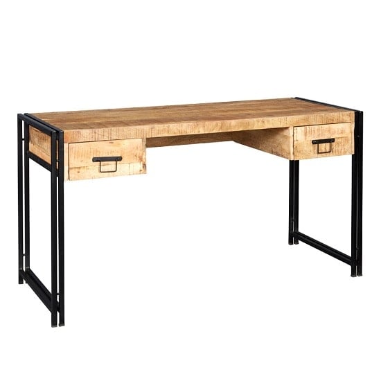 Clio Wooden Computer Desk In Reclaimed Wood And Metal Frame