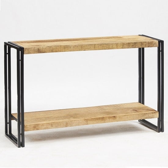 Photo of Clio wooden console table in reclaimed wood and metal frame