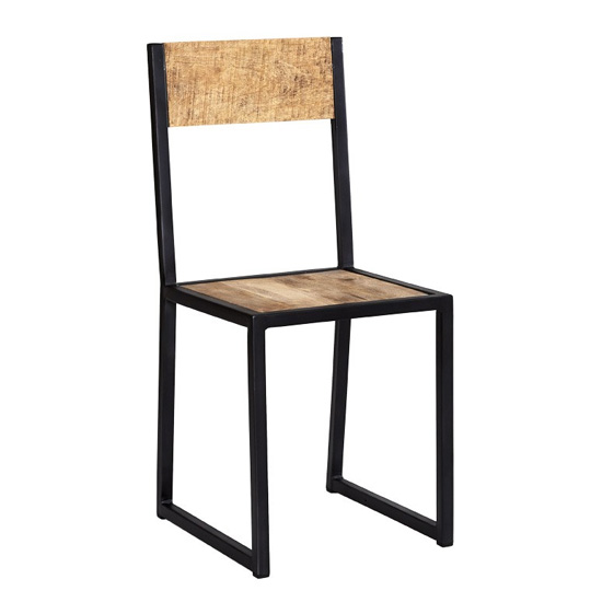 Clio Industrial Oak Wooden Dining Chairs In Pair