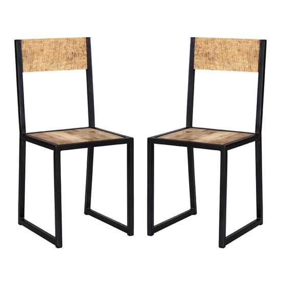 Read more about Clio industrial oak wooden dining chairs in pair