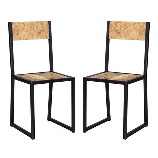 Read more about Clio industrial oak wooden dining chairs in pair