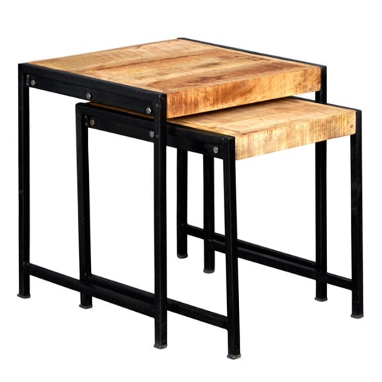 Clio Industrial Wooden Nest Of 2 Tables In Oak_2