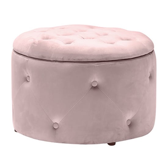 Photo of Clio round storage pouffe in pink