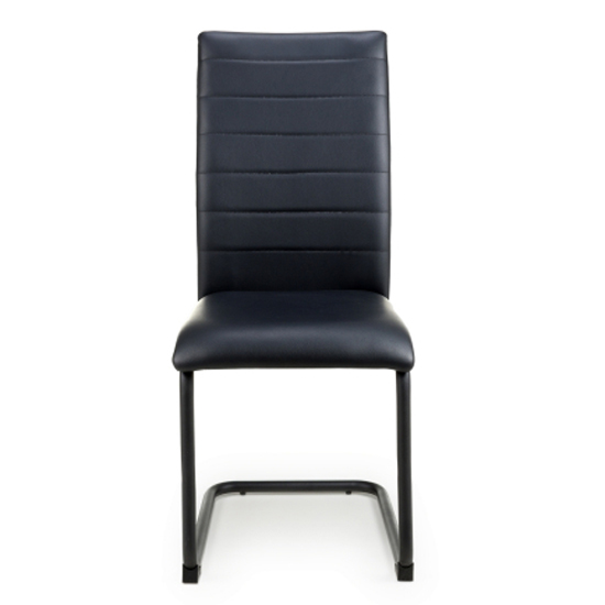 Clisson Black Leather Dining Chairs With Metal Legs In Pair