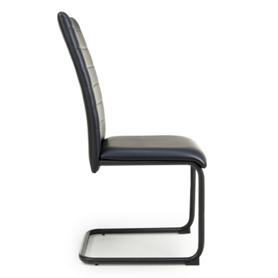 Clisson Black Leather Dining Chairs With Metal Legs In Pair