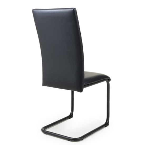 Clisson Black Leather Dining Chairs With Metal Legs In Pair