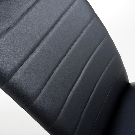 Clisson Black Leather Dining Chairs With Metal Legs In Pair