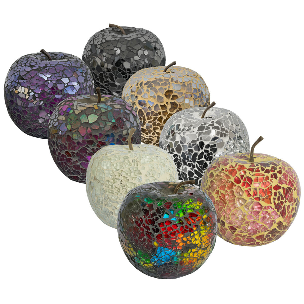 Clisson Decorative Mosaic Glass Apple Fruit In Black