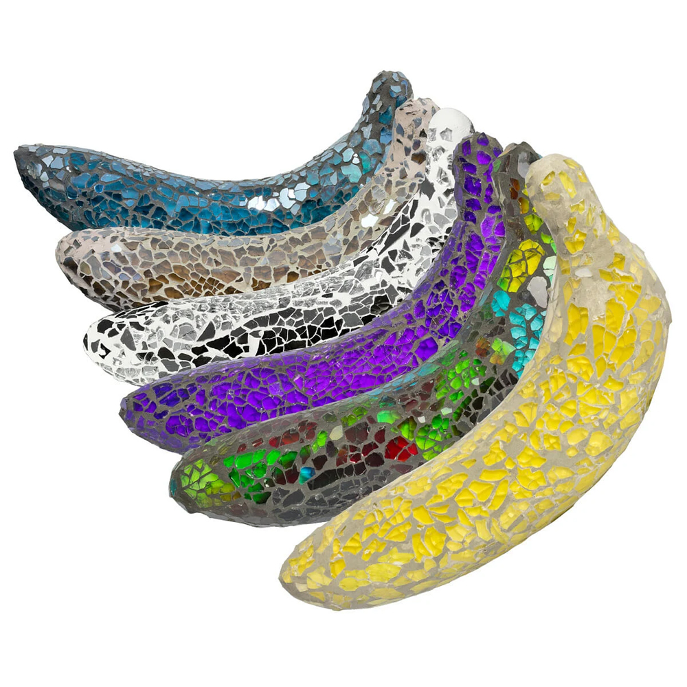 Clisson Decorative Mosaic Glass Banana Fruit In Mirrored