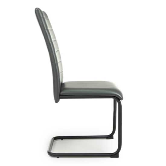 Clisson Grey Leather Dining Chairs With Metal Legs In Pair