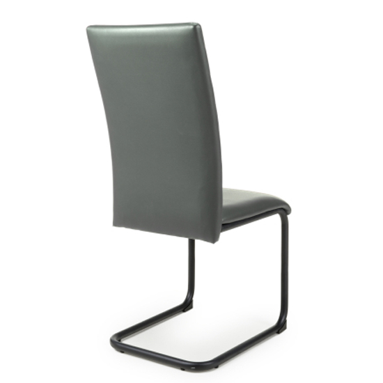 Clisson Grey Leather Dining Chairs With Metal Legs In Pair