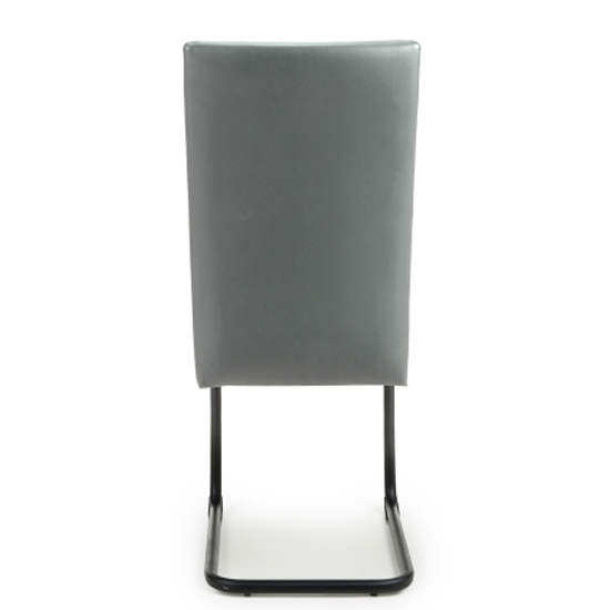 Clisson Grey Leather Dining Chairs With Metal Legs In Pair