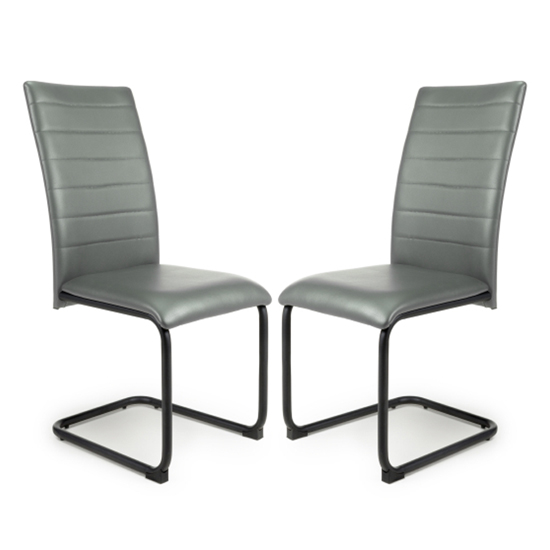 Read more about Clisson grey leather effect dining chairs in pair