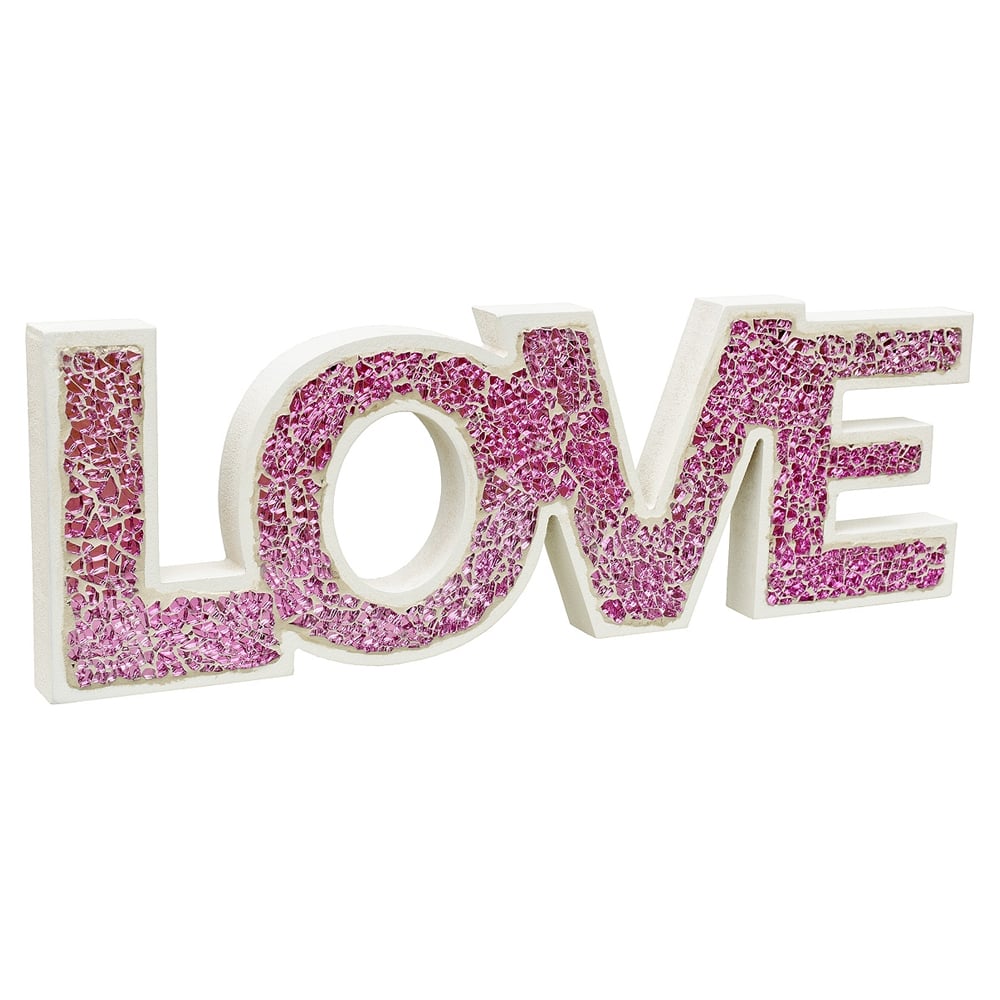 Clisson Mosaic Glass Standing Love Letters Decoration In Pink