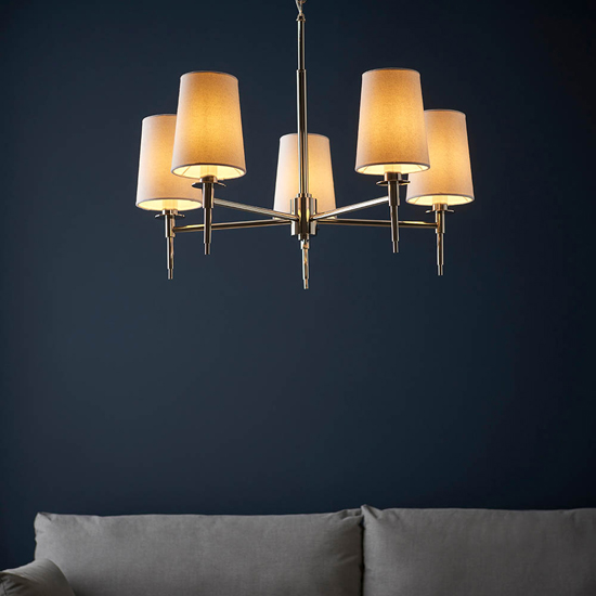 Clive 5 Lights Multi Arm Ceiling Pendant Light In Bright Nickel