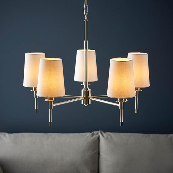 Product photograph of Clive 5 Lights Multi Arm Ceiling Pendant Light In Bright Nickel from Furniture in Fashion