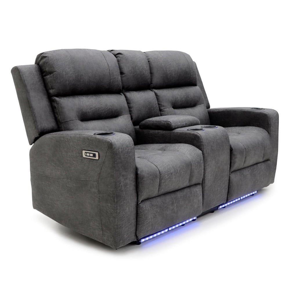 Clive Fabric Electric Recliner 2 Seater Sofa In Grey