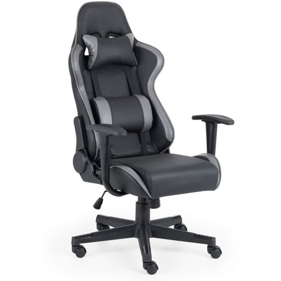 Caldwell Faux Leather Gaming Chair In Black And Grey_1