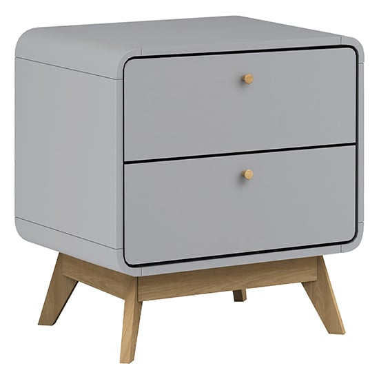 Clive Wooden Bedside Cabinet With 2 Drawers In Grey