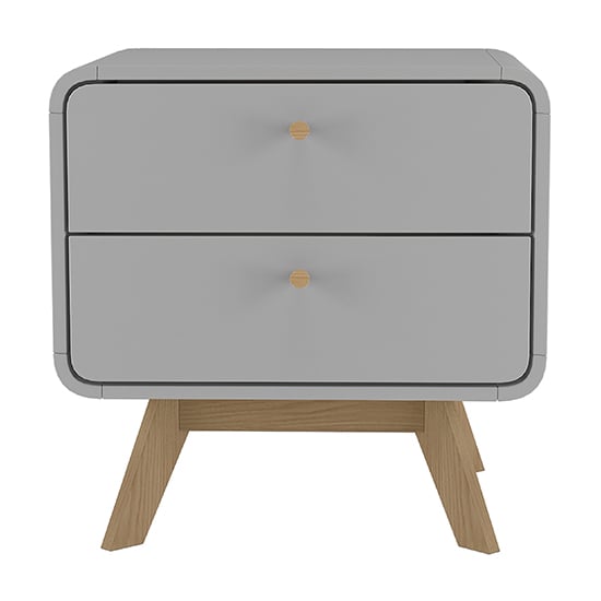 Clive Wooden Bedside Cabinet With 2 Drawers In Grey